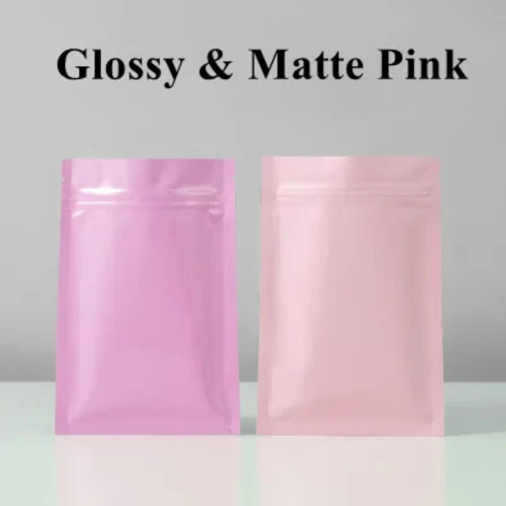 100 шт. многоразовых плоских глянцевых матовых алюминиевых фольгированных пакетов с застежкой-молнией, идеально подходящих для упаковки кофе, специй, семян, закусок, конфет и чая