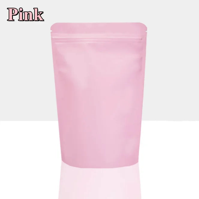 100Pcs Resealable Stand Up Matte Aluminum Foil Ziplock Bags Ideal for Coffee Beans Candy Snacks Xmas Gifts Packaging Pouches