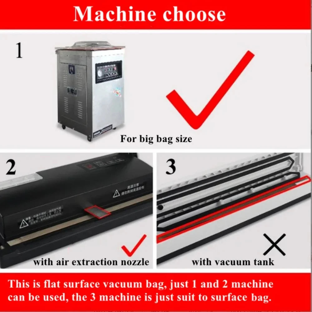 100 шт. прозрачных вакуумных пакетов для хранения продуктов, мяса, рыбы, фруктов, термосвариваемых, безопасных для заморозки, прочных