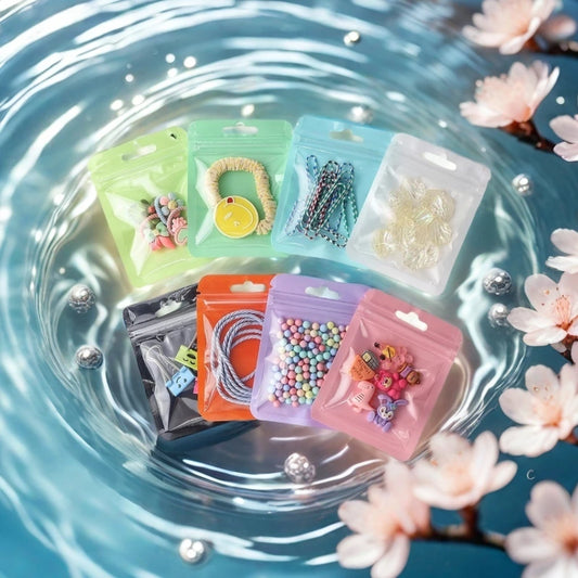 100Pcs Premium Holographic Self-Sealing Bags Transparent Jewelry Nail Art Packaging Ideal for Lip Products Craft Supplies