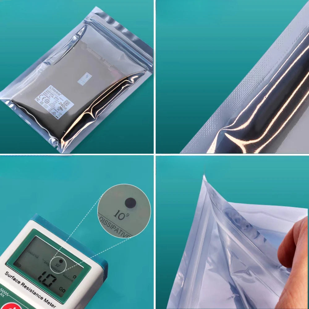 100 шт. ESD антистатические экранирующие пакеты с застежкой-молнией, многоразовые пакеты для электронных чипов, аккумуляторов, аксессуаров для жестких дисков USB