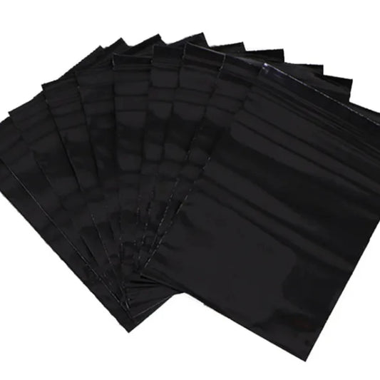 100Pcs Black Resealable PE Plastic Zip Lock Bags Lightproof Portable Storage Pouches for Gifts Electronics Tools Party Supplies