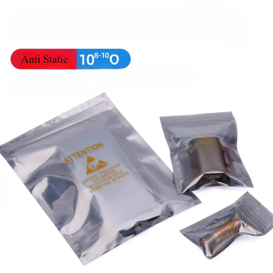 100Pcs Anti-Static Shielding Ziplock Bags ESD Safe Dustproof Packaging Pouches for Electronics DIY Projects Hard Disk Mainboard