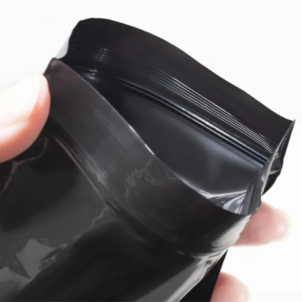 100 шт. черных многоразовых полиэтиленовых пластиковых пакетов с застежкой-молнией, светонепроницаемых портативных мешочков для хранения подарков, электроники, инструментов, праздничных принадлежностей