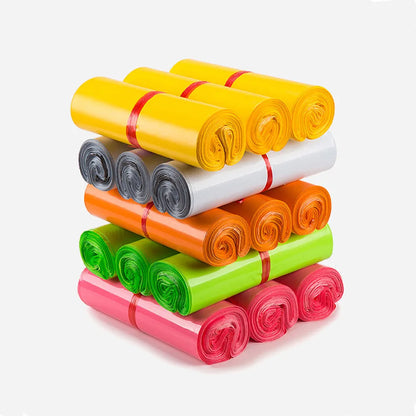 100Pcs/Lot Colorful Plastic Courier Bag Self Adhesive Invisible Waterproof Dustproof Shipping Packaging Express Mailing Pouches