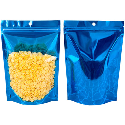 100Pcs/Lot Clear Aluminum Mylar Foil Zip Lock Stand Up Bag with Hang Hole Self Grip Seal Tear Notch Food Storage Pack Pouches