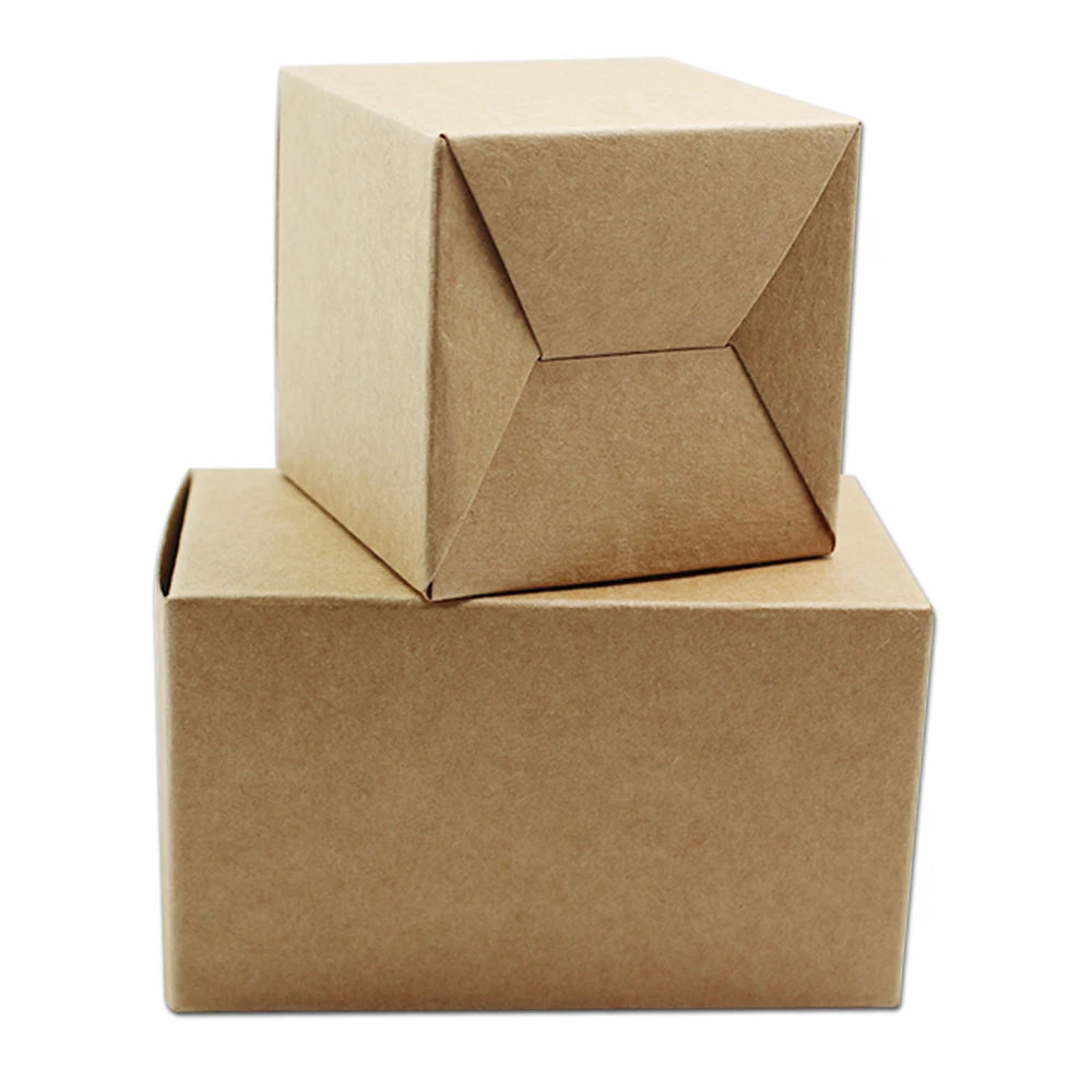 20Pcs Brown Kraft Paper Foldable Box For Gift Festival Wedding Snack Chocolate Candy Soap Recycable DIY Packaging Pack