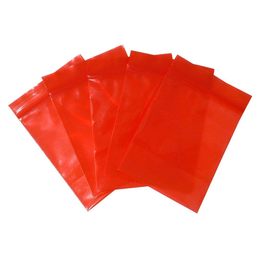 Red Plastic Zip Lock Self Seal Bag, Reusable Flat Zipper Pouches, Small Gift, Grocery Craft Storage, 100Pcs