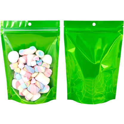 100Pcs/Lot Clear Aluminum Mylar Foil Zip Lock Stand Up Bag with Hang Hole Self Grip Seal Tear Notch Food Storage Pack Pouches