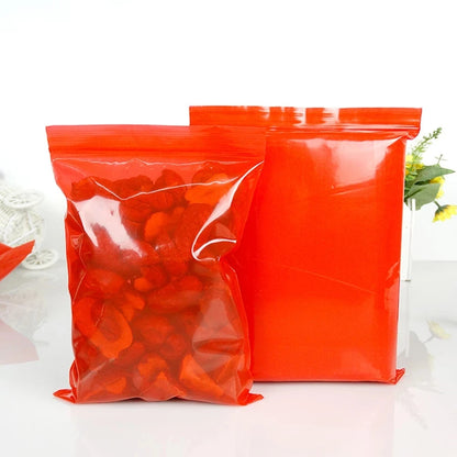 Red Plastic Zip Lock Self Seal Bag, Reusable Flat Zipper Pouches, Small Gift, Grocery Craft Storage, 100Pcs