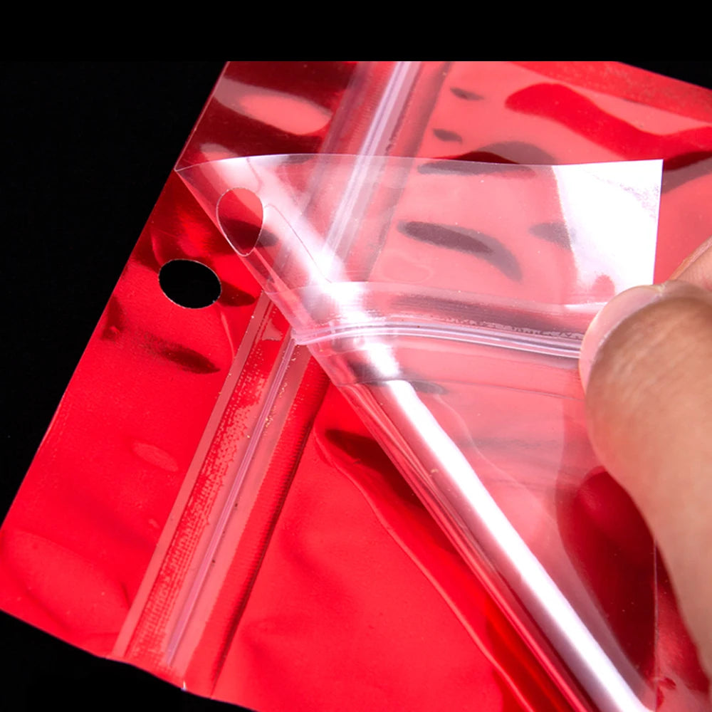 100Pcs/Lot Clear Aluminum Mylar Foil Zip Lock Stand Up Bag with Hang Hole Self Grip Seal Tear Notch Food Storage Pack Pouches