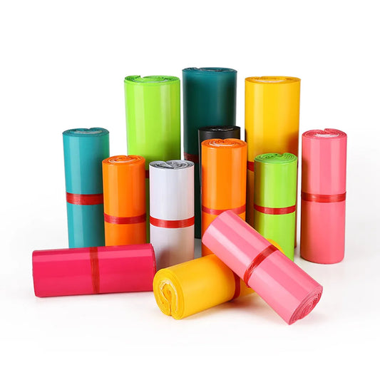 100Pcs/Lot Colorful Plastic Courier Bag Self Adhesive Invisible Waterproof Dustproof Shipping Packaging Express Mailing Pouches