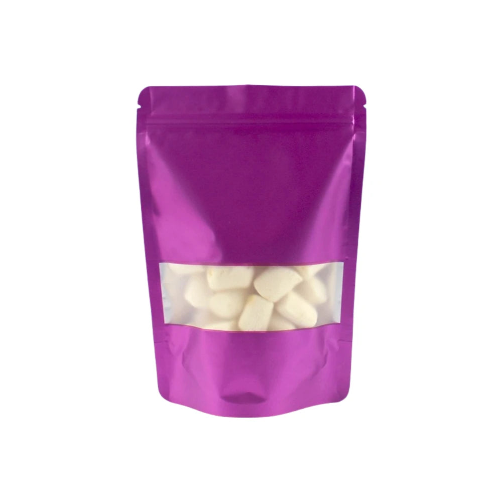 Colored Aluminum Foil Bag Matte Window Stand Up Plated Self Sealing Frosted Food Packaging Candy Snack Sealed Pouches