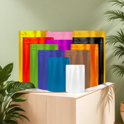 100Pcs Matte Aluminum Foil Ziplock Bags Thick Coffee Snack Tea Candy Pouches Resealable Moisture-Proof Durable Gift Packaging