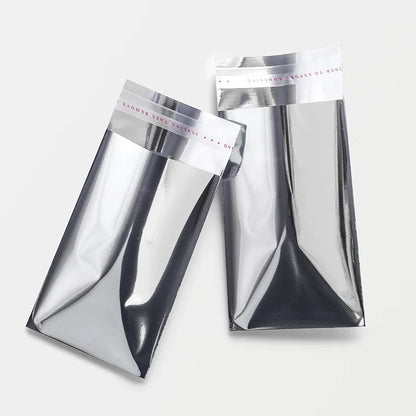100Pcs Aluminum Foil Silver Self-adhesive Self-sealing Packaging Bags, Documents, Postcards, Small Business Batch Packaging Bag