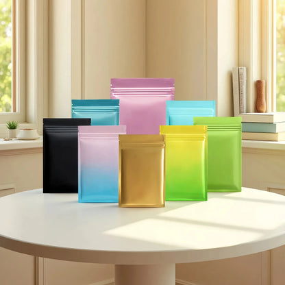 100 шт. многоразовых пакетов из толстой алюминиевой фольги с застежкой-молнией, плоские пакеты для хранения продуктов, закусок, ювелирных изделий, кофе, конфет, шоколада 