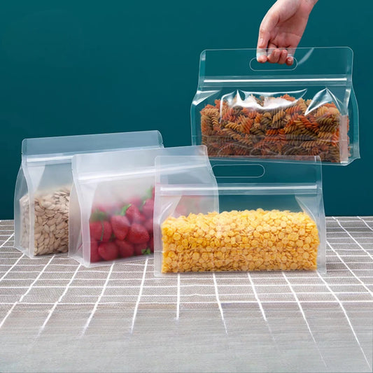 50Pcs Resealable Clear Plastic Ziplock Bags Hanging Hole Stand Up Pouches for Coffee Snacks Wedding Party Storage Packaging