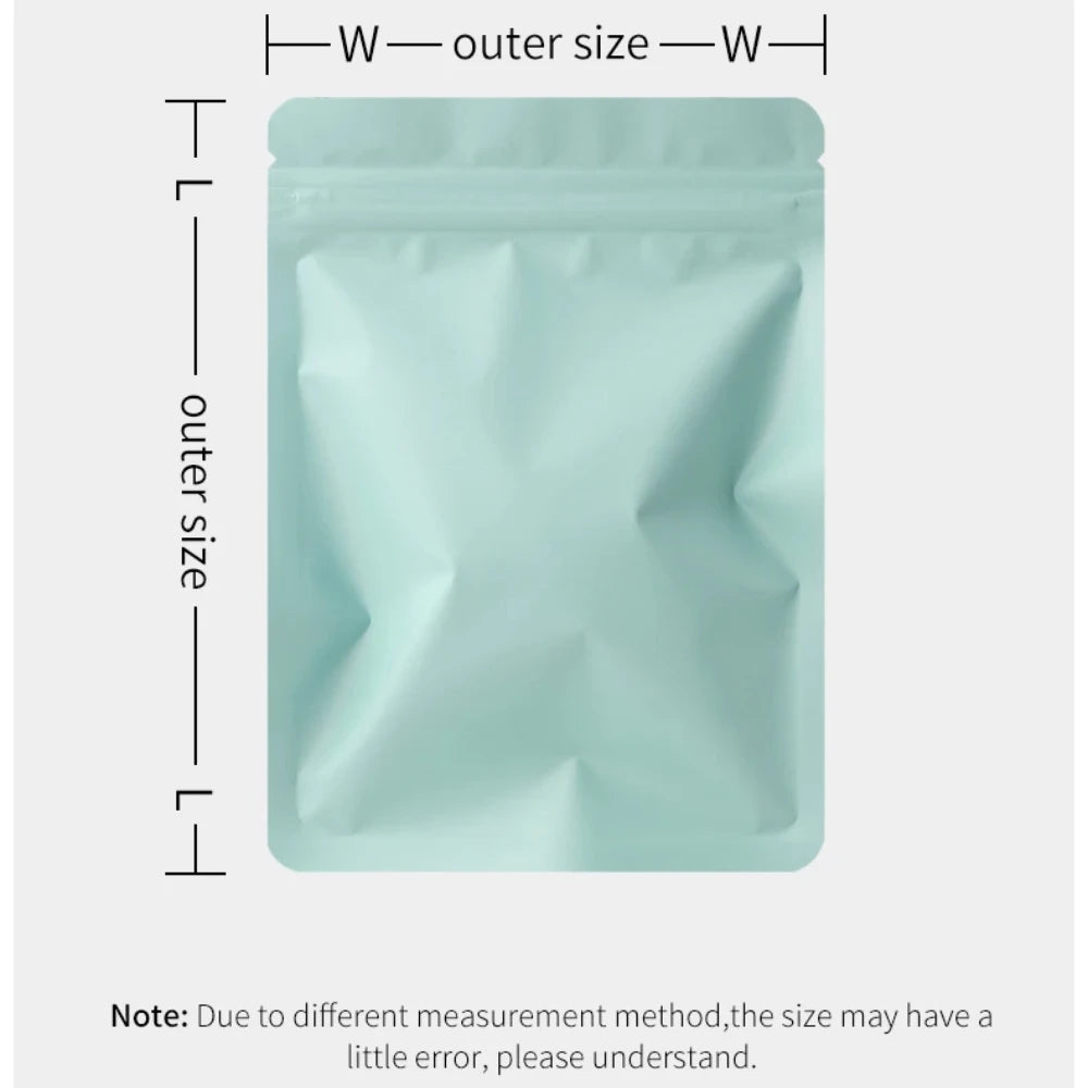 100Pcs Double Sided Frosted Mylar Bags Waterproof Flat Bottom Aluminum Foil Zip Lock Bags for Food Storage Crafting