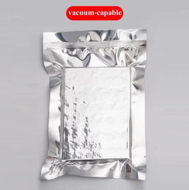100PCS Glossy Silver Open Top Aluminum Foil Bag Heat Sealing Meat Beaf Chocolate Ground Coffee Powder Vacuum Storage Pouches