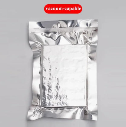 100PCS Glossy Silver Open Top Aluminum Foil Bag Heat Sealing Meat Beaf Chocolate Ground Coffee Powder Vacuum Storage Pouches