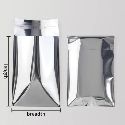100Pcs Aluminum Foil Silver Self-adhesive Self-sealing Packaging Bags, Documents, Postcards, Small Business Batch Packaging Bag