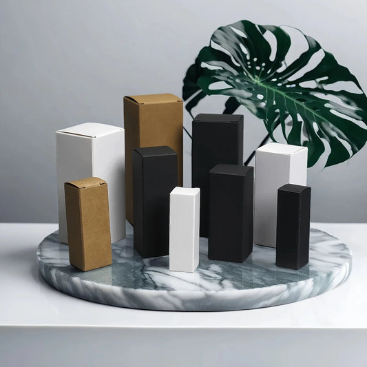 50Pcs Small Long Tube Cardboard Box Blank Paper Box for Packing Lipstick Essential Oil Bottle Perfume Packaging Business Boxes