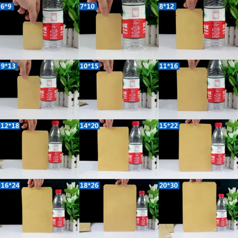 100 шт. пакетиков из крафт-бумаги с плоским дном и майларовой фольгой для самостоятельного хранения чая, кофе, специй, термосвариваемых, экологичных 