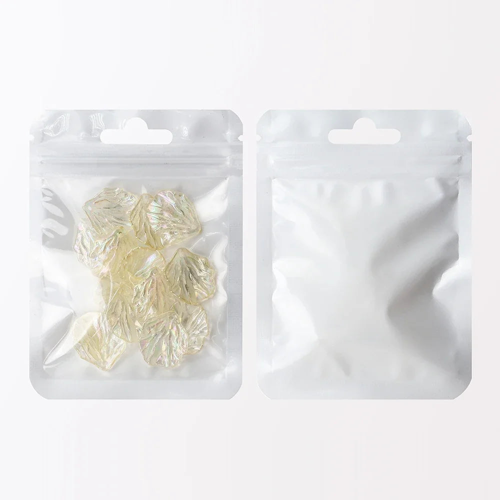 100Pcs Premium Holographic Self-Sealing Bags Transparent Jewelry Nail Art Packaging Ideal for Lip Products Craft Supplies