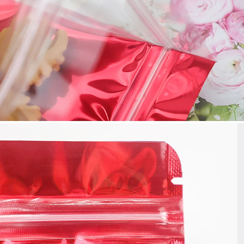 100Pcs Side Transparent Stand Up Pouch Moisture Proof Sealing Bags for Oats Biscuits Small Business Packaging Food Pouches