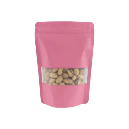 Colored Aluminum Foil Bag Matte Window Stand Up Plated Self Sealing Frosted Food Packaging Candy Snack Sealed Pouches