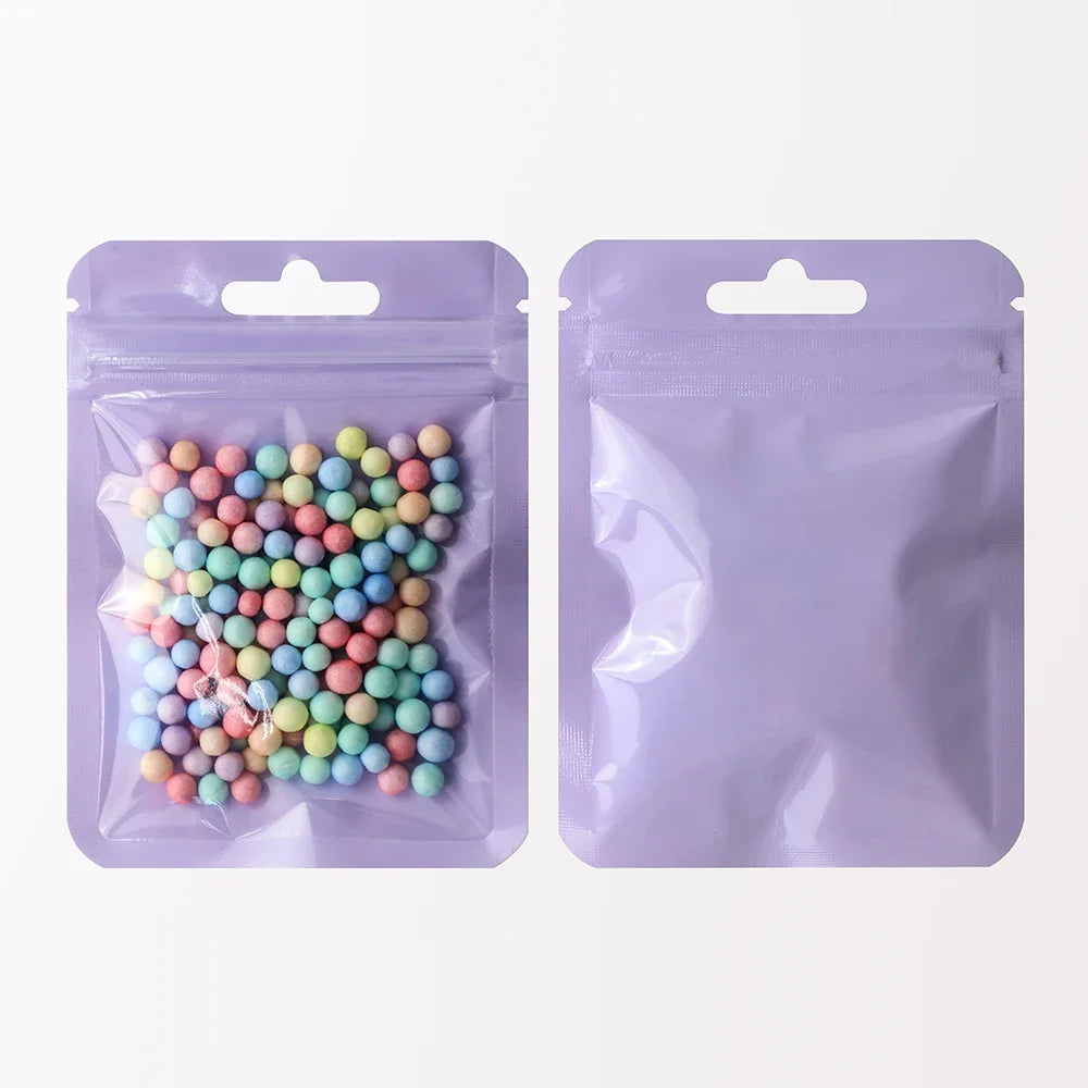 100Pcs Premium Holographic Self-Sealing Bags Transparent Jewelry Nail Art Packaging Ideal for Lip Products Craft Supplies