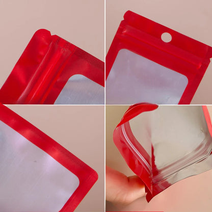 100 шт. цветной алюминиевой фольги, самозапечатывающийся пакет, матовый чехол с окошком на молнии для цифрового телефона, образцы ювелирных изделий, упаковка для еды и бобов 