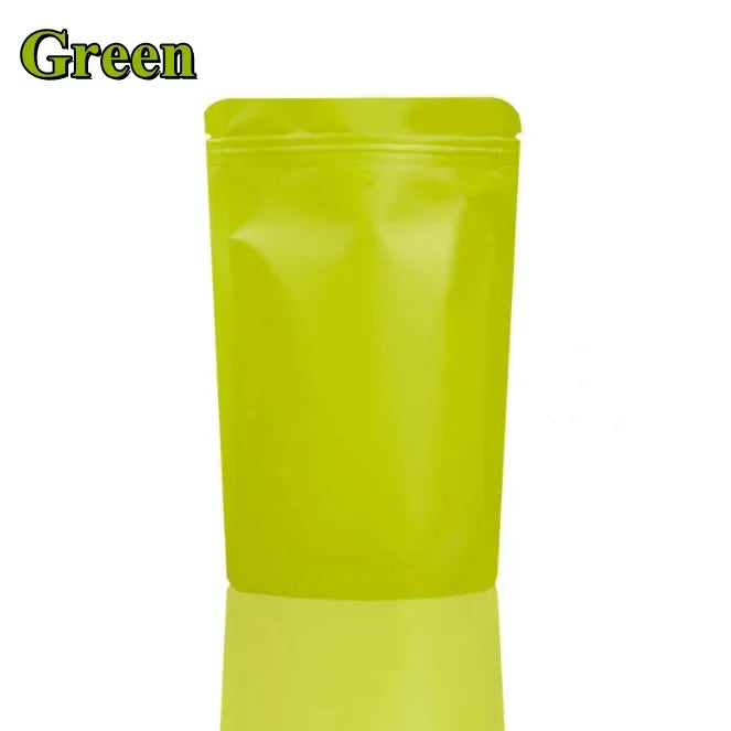 100Pcs Resealable Stand Up Matte Aluminum Foil Ziplock Bags Ideal for Coffee Beans Candy Snacks Xmas Gifts Packaging Pouches