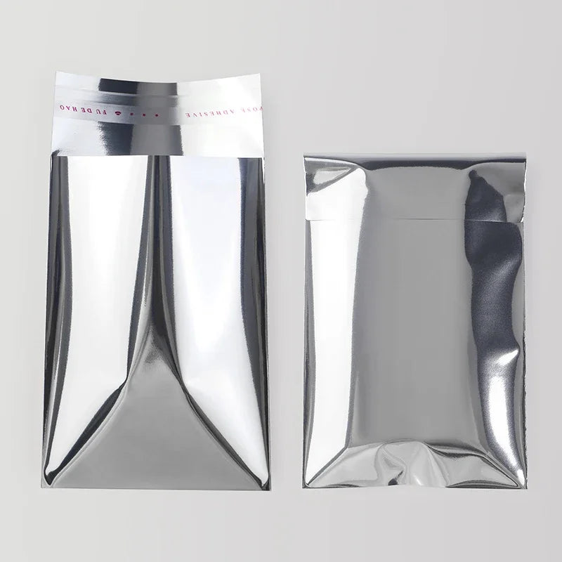 100Pcs Aluminum Foil Silver Self-adhesive Self-sealing Packaging Bags, Documents, Postcards, Small Business Batch Packaging Bag