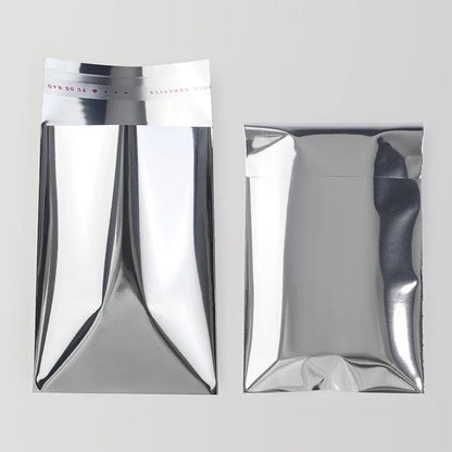 100Pcs Aluminum Foil Silver Self-adhesive Self-sealing Packaging Bags, Documents, Postcards, Small Business Batch Packaging Bag