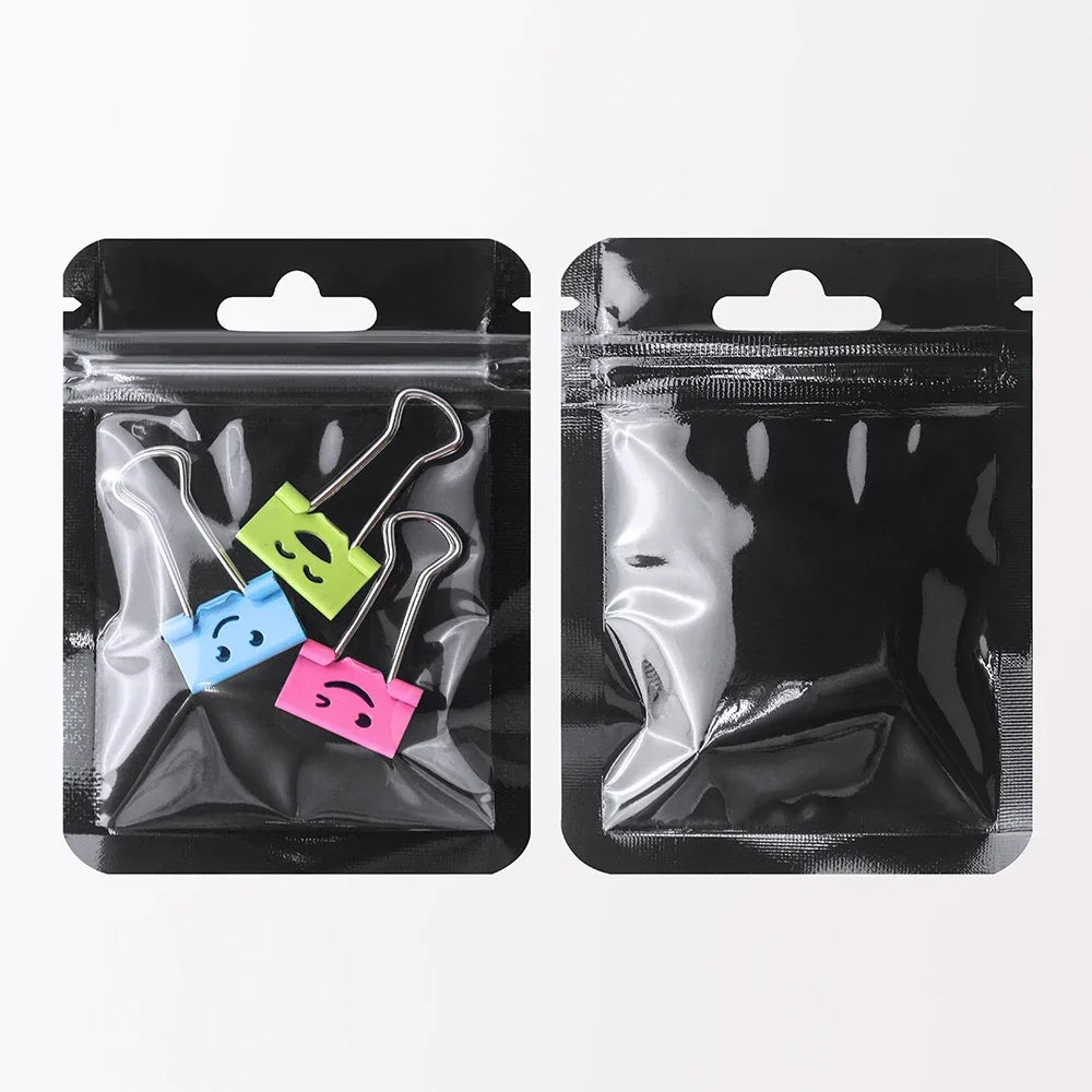 100Pcs Premium Holographic Self-Sealing Bags Transparent Jewelry Nail Art Packaging Ideal for Lip Products Craft Supplies