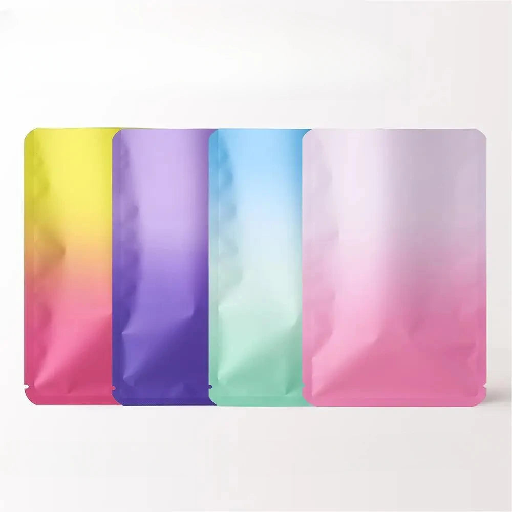 100Pcs Matte Gradient Self-Sealing Aluminium Foil Pouches for Tea Coffee Beans Durable Storage Bags Eco-Friendly Packaging