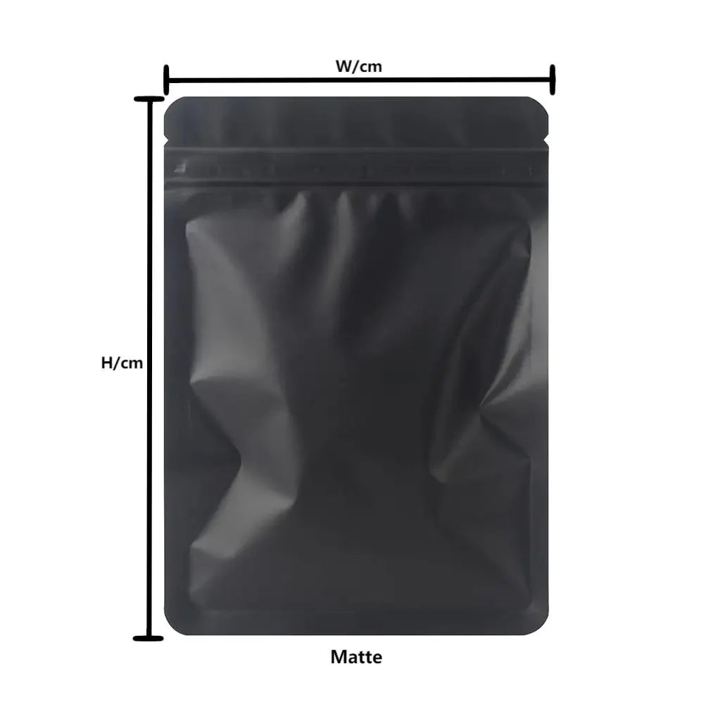 100Pcs Double Sided Frosted Mylar Bags Waterproof Flat Bottom Aluminum Foil Zip Lock Bags for Food Storage Crafting