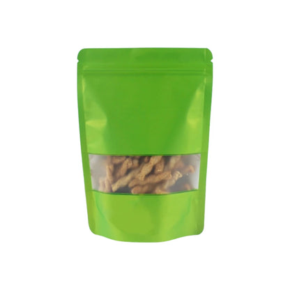 Colored Aluminum Foil Bag Matte Window Stand Up Plated Self Sealing Frosted Food Packaging Candy Snack Sealed Pouches