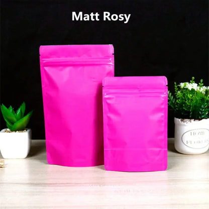 100Pcs Resealable Stand Up Matte Aluminum Foil Ziplock Bags Ideal for Coffee Beans Candy Snacks Xmas Gifts Packaging Pouches