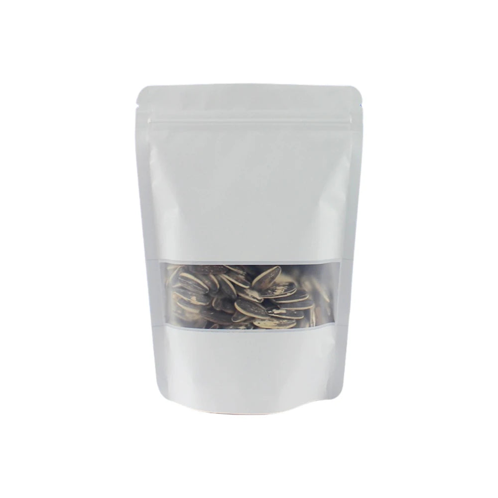 Colored Aluminum Foil Bag Matte Window Stand Up Plated Self Sealing Frosted Food Packaging Candy Snack Sealed Pouches