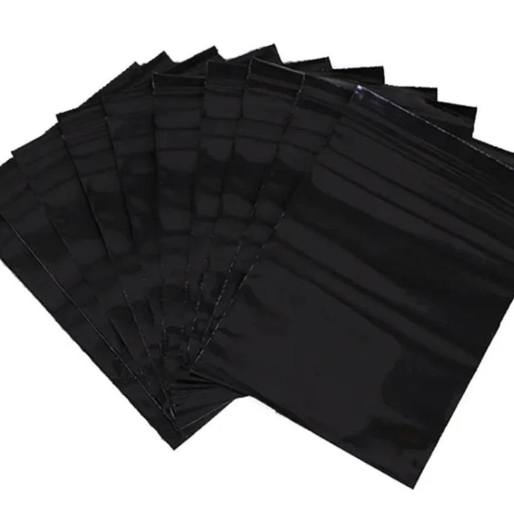 100 шт. черных многоразовых полиэтиленовых пластиковых пакетов с застежкой-молнией, светонепроницаемых портативных мешочков для хранения подарков, электроники, инструментов, праздничных принадлежностей 