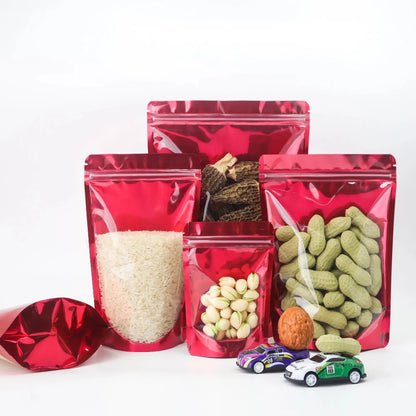 100Pcs Side Transparent Stand Up Pouch Moisture Proof Sealing Bags for Oats Biscuits Small Business Packaging Food Pouches