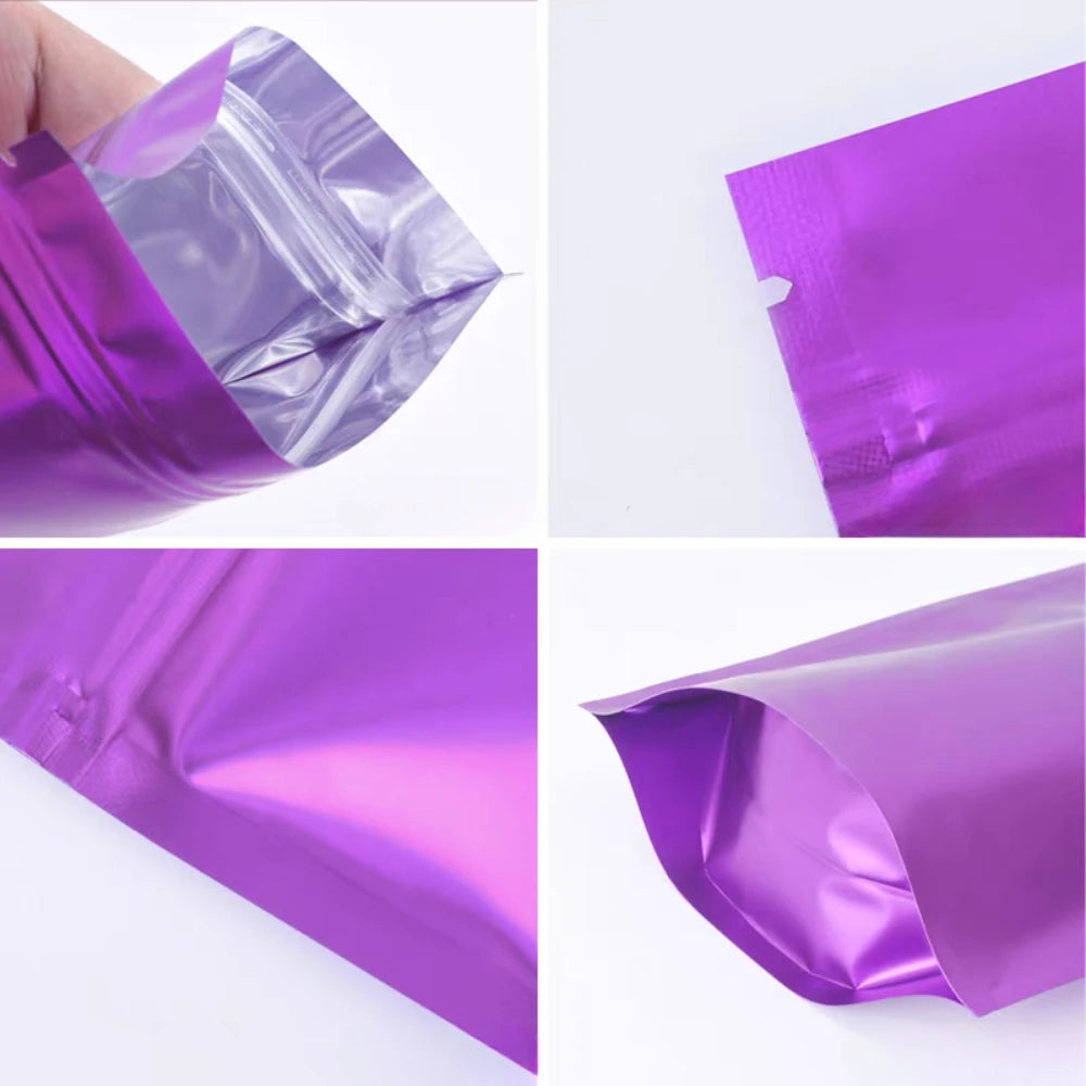 100Pcs Resealable Matte Aluminum Foil Ziplock Bags Stand Up Pouches for Coffee Snacks Tea Gifts Ideal for DIY Xmas Packaging