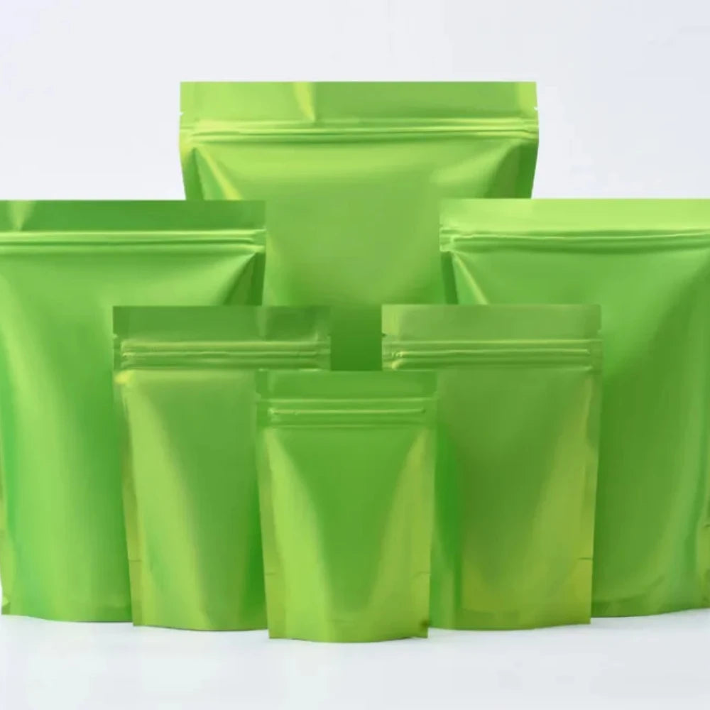 100Pcs Resealable Matte Aluminum Foil Ziplock Bags Stand Up Pouches for Coffee Snacks Tea Gifts Ideal for DIY Xmas Packaging