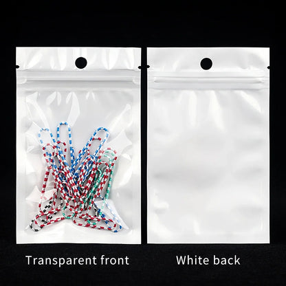 100Pcs White Ziplock Bags Dustproof Sealing Pouches for Jewelry Phone Accessories Sided Transparent Design for Packing Storage