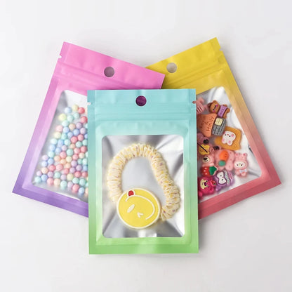 100Pcs Mini Transparent Resealable Ziplock Jewelry Packing Bags Ideal for Nail Accessories Small Business Packaging Pouches