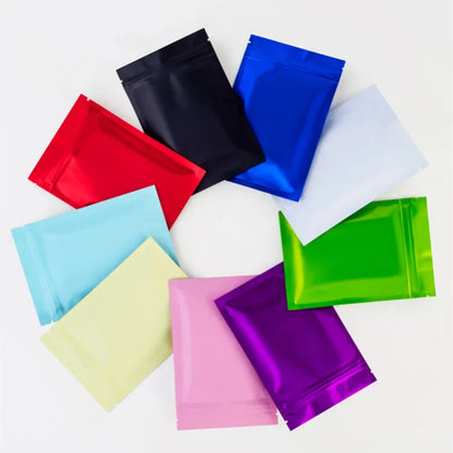 100 шт. матовых алюминиевых фольгированных пакетов с застежкой-молнией, многоразовые, матовые, для хранения кофе, закусок, специй, сахара, чая и зерен 