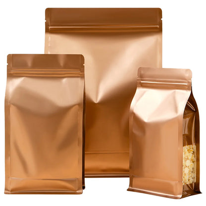 50Pcs/Lot Colorful Zip Lock Aluminum Mylar Foil Stand Up Bag with Clear Window Food Snack Candy Tea Coffee Bean Packing Pouches