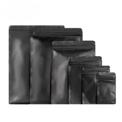 100PCS Matte Black Aluminum Foil Ziplock Packaging Bag Resealable Snack Coffee Sugar Beaf Biscuit Candy Tea Gift Storage Pouches